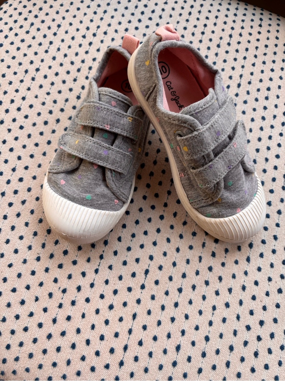 Cat & Jack Gray Canvas Toddler Sneakers with Pastel Polka Dots